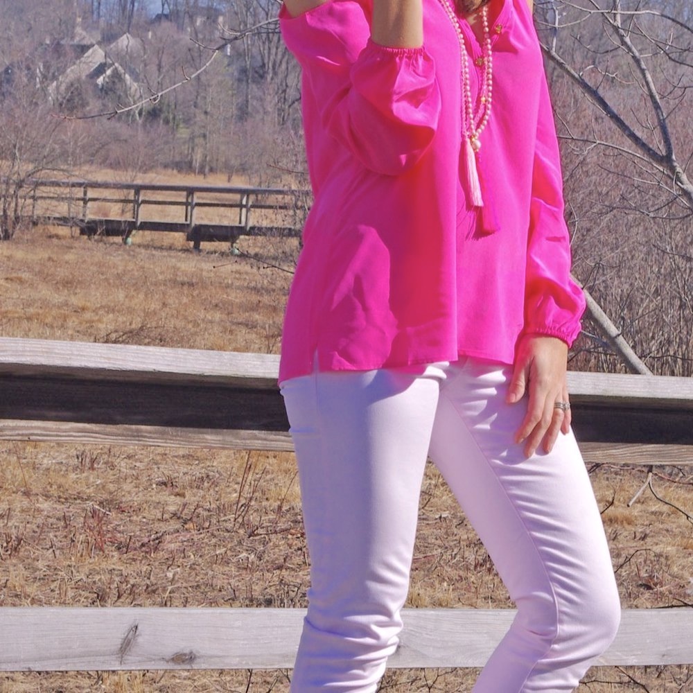 Lilly Pulitzer Elsa Top Sunny Shoulder Tiki Pink Size XXS - Picture 3 of 7